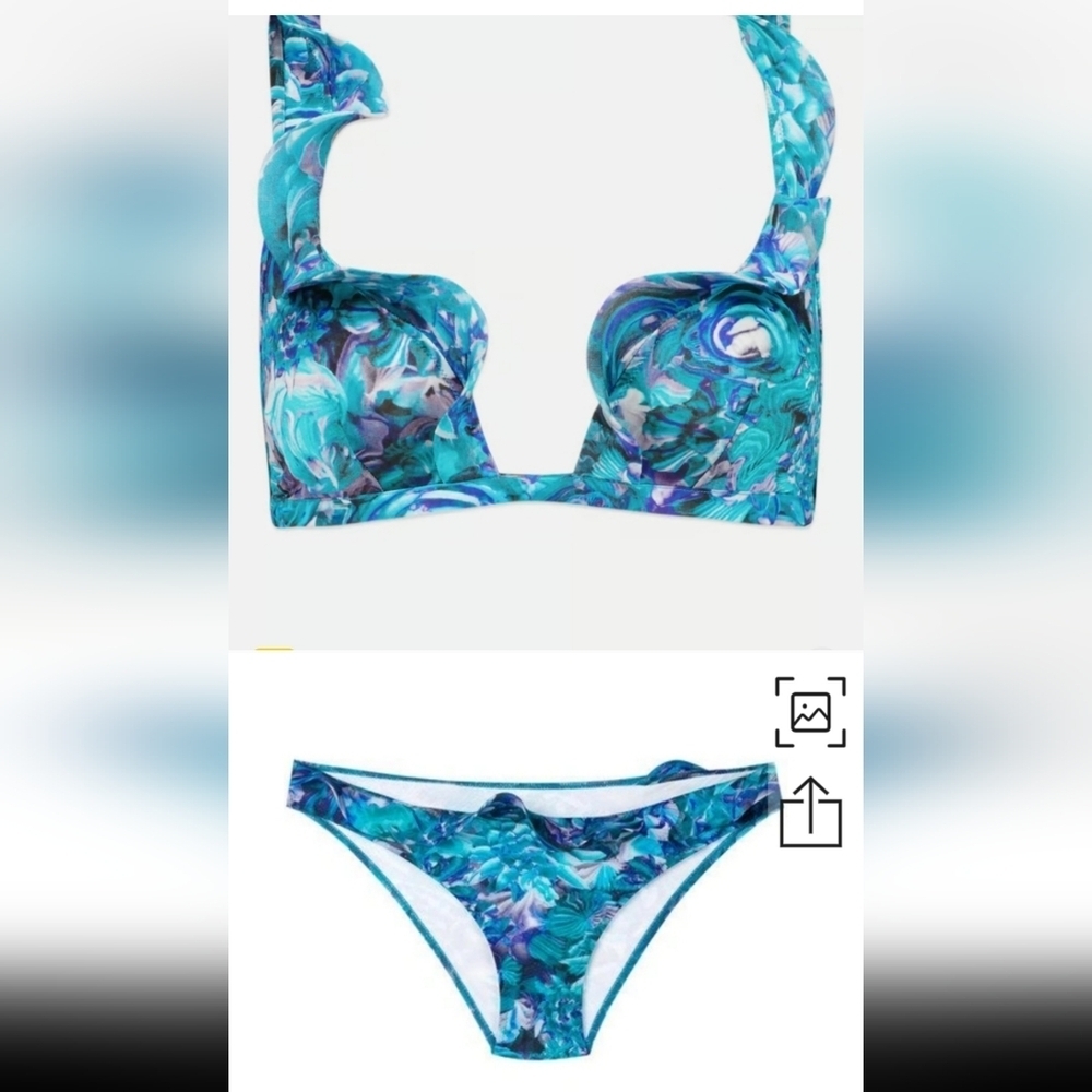 La Perla Petal Storm Bikini Swim Suit Bra Sz 36B Bottom Sz L